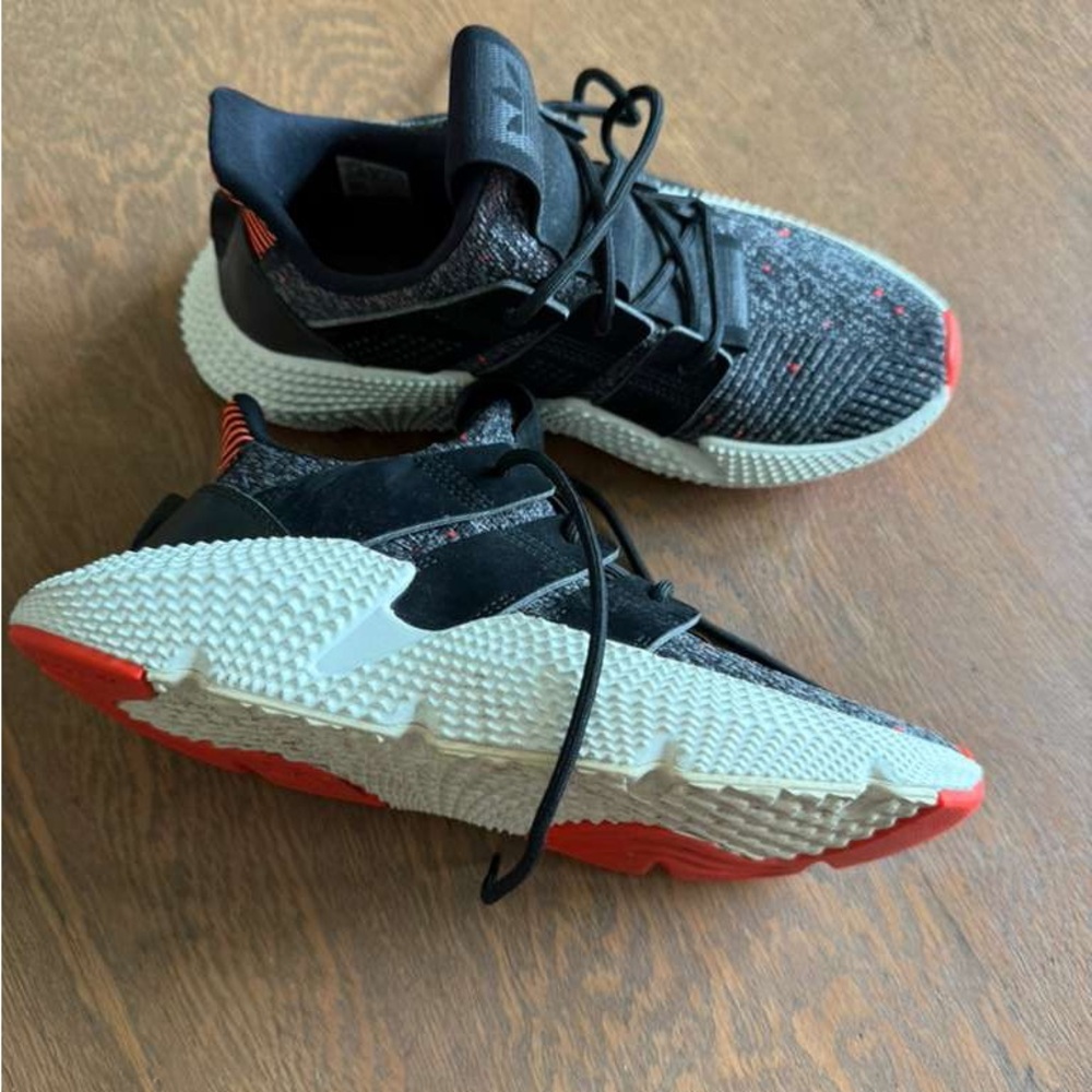 adidas Kids Black and White Sneakers with Red Accents